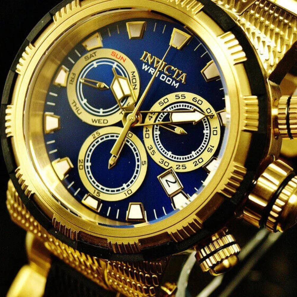 Invicta 18k Gold Blue Dial Watch! New!